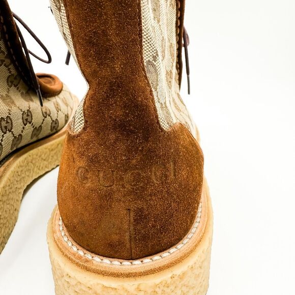 Gucci GG Supreme Monogram Brown Suede Boots US Men’s 7.5 - Picture 6 of 12